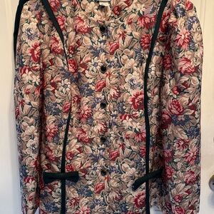 Floral Women's Jacket with Black Accents & Green Skirt 22WP